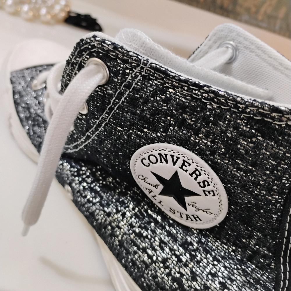 Converse Black Sparkle Sneakers  Man/Women's - Picture 11 of 12